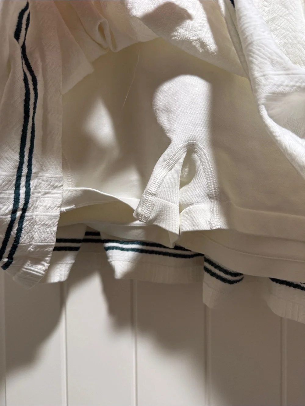 White Pleated Skort with Green Trim - Women